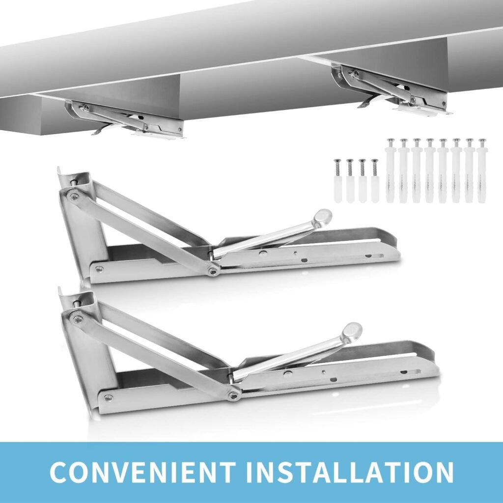 Concession Shelf- 48L x 12W Inch Stainless Steel Foldable Perfect for Food Truck, Trailer and Window Service