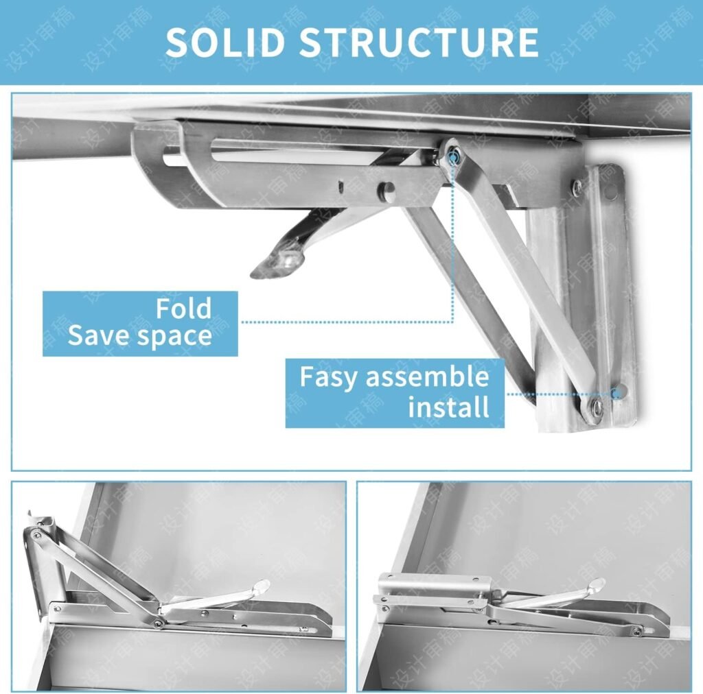 Concession Shelf- 48L x 12W Inch Stainless Steel Foldable Perfect for Food Truck, Trailer and Window Service