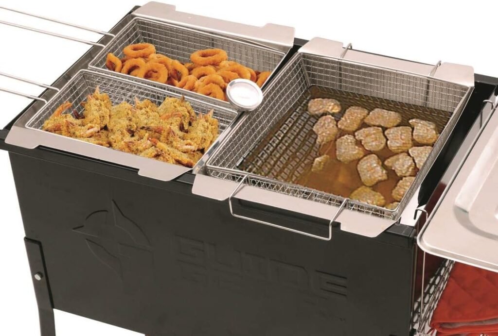 Free Standing Triple Deep Fryer-3 Basket Stainless Steel Propane Cooker-Fry Fish/Chicken-Taco Cart
