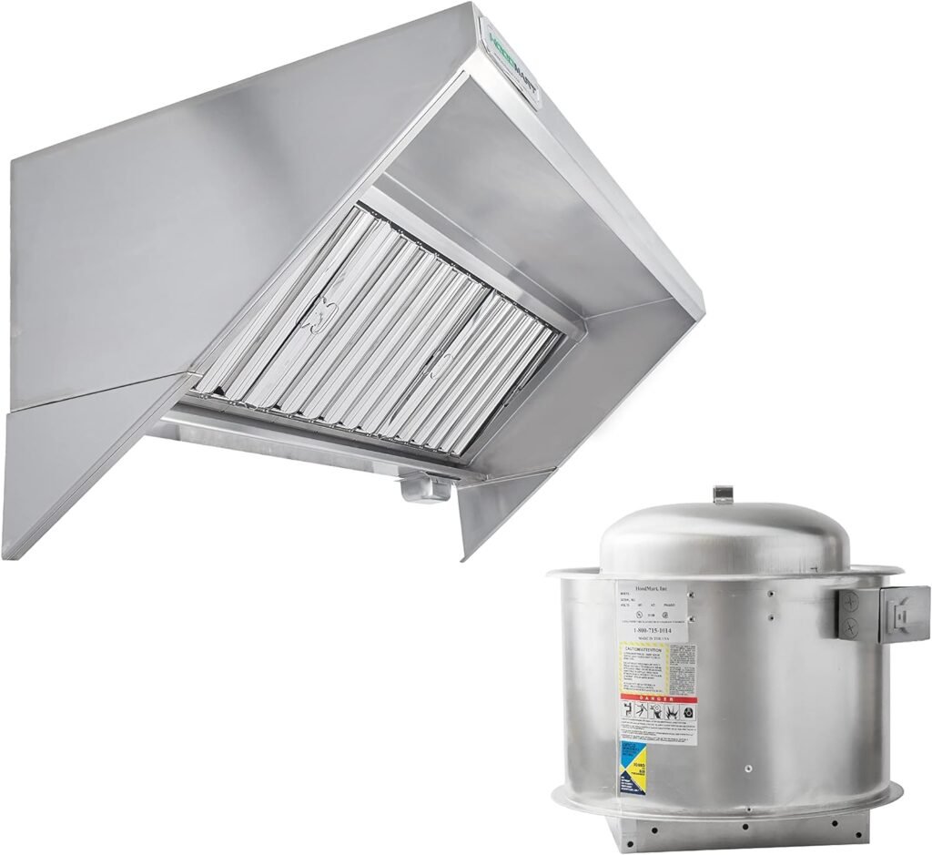 HOODMART 4 Concession Trailer Hood System for Food Truck | Commercial Range Hood with Direct Drive Exhaust Fan | Stainless Steel Kitchen Equipment with Install Kit Included