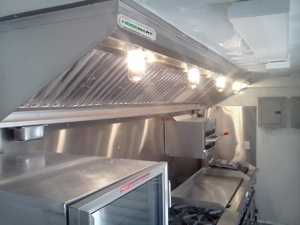 HOODMART 4 Concession Trailer Hood System for Food Truck | Commercial Range Hood with Direct Drive Exhaust Fan | Stainless Steel Kitchen Equipment with Install Kit Included