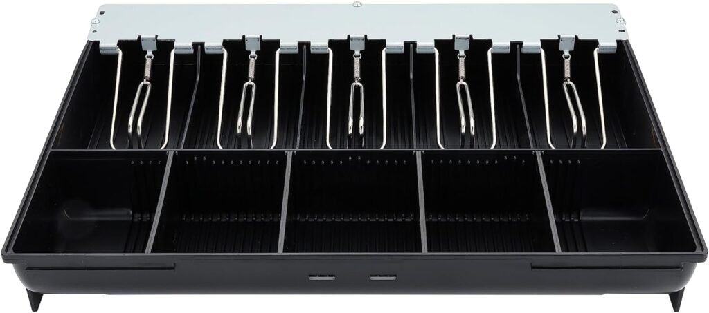 SAM4s 16 Heavy Duty Black Manual Push Open Cash Drawer with 5Bills and 5Coin Slots, Stainless Steel Front Touch Panel, Key Lock