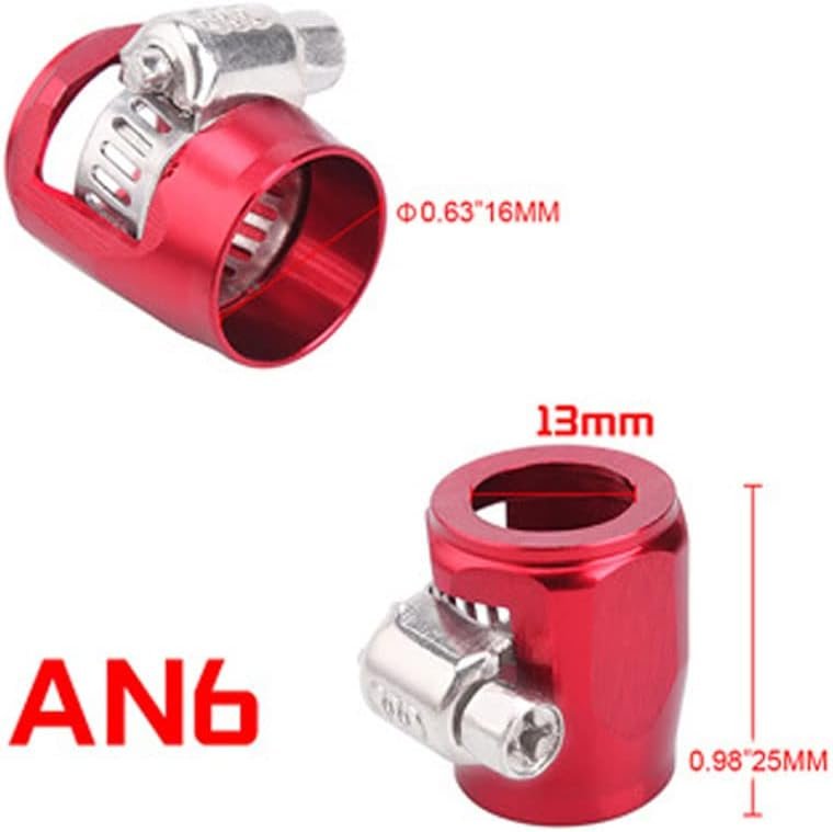 YXT 10AN Fuel Hose Clamp Finishers with Screw Band for Oil, Gas, Water and Air Aluminium - Red 2PCS