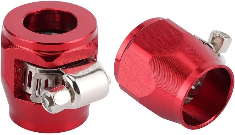 YXT 10AN Fuel Hose Clamp Finishers with Screw Band for Oil, Gas, Water and Air Aluminium - Red 2PCS